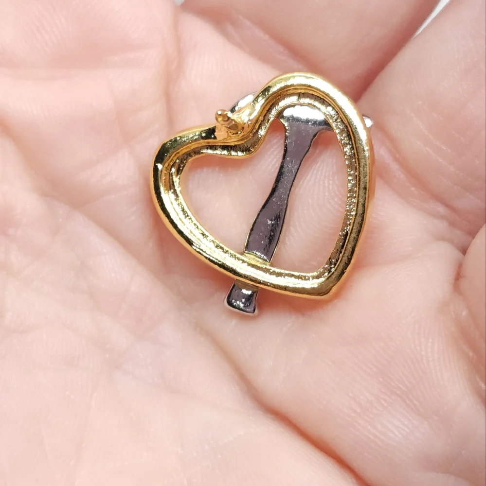 Gold Heart & Silver Hammer Pin Lapel Pin
